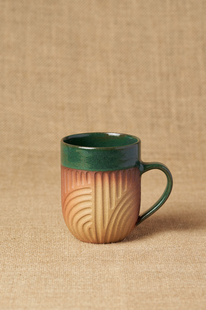 Handcrafted Ceramic Tall Mug – Lead-Free & Microwave Safe – Facets